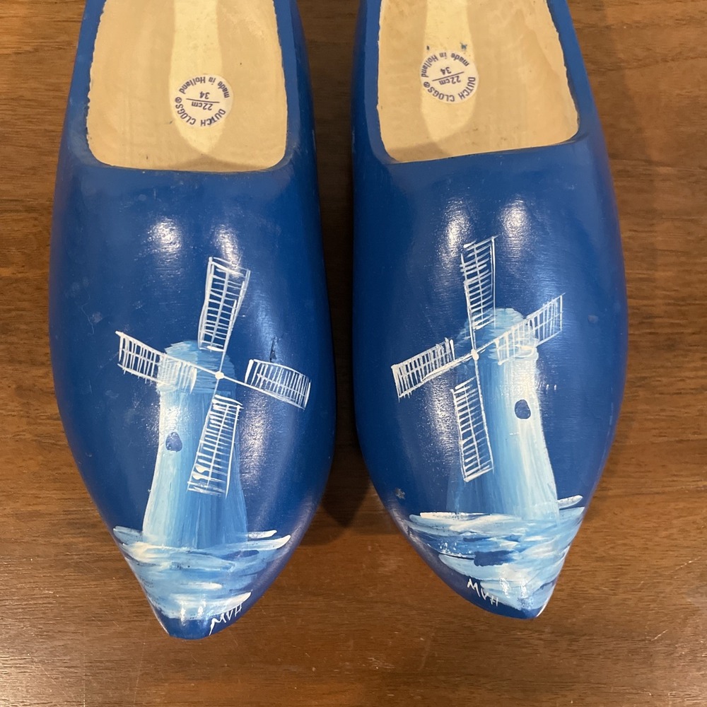 NWT Authentic Holland Hand‎ Carved/Painted Wooden Shoes 22 CM, sz34